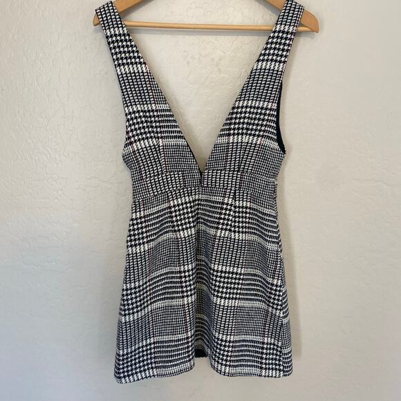 Forever 21 Houndstooth Pinafore Dress Womens Size XS Dark Academia Preppy Punk - Picture 2 of 3
